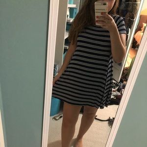 Navy and white striped dress.